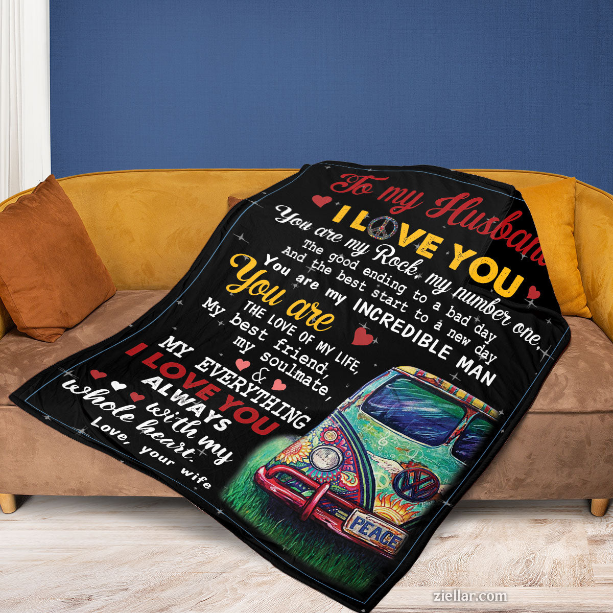 To My Husband Quilt Blanket, Fleece Blanket Gift from Wife with Cowboy Theme, Custome Name