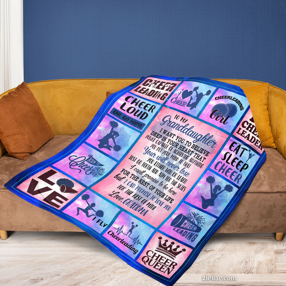 Cheerleading Quotes Quilt Blanket, Fleece Blanket Gift for Cheerleader Girls and Teen Athletes