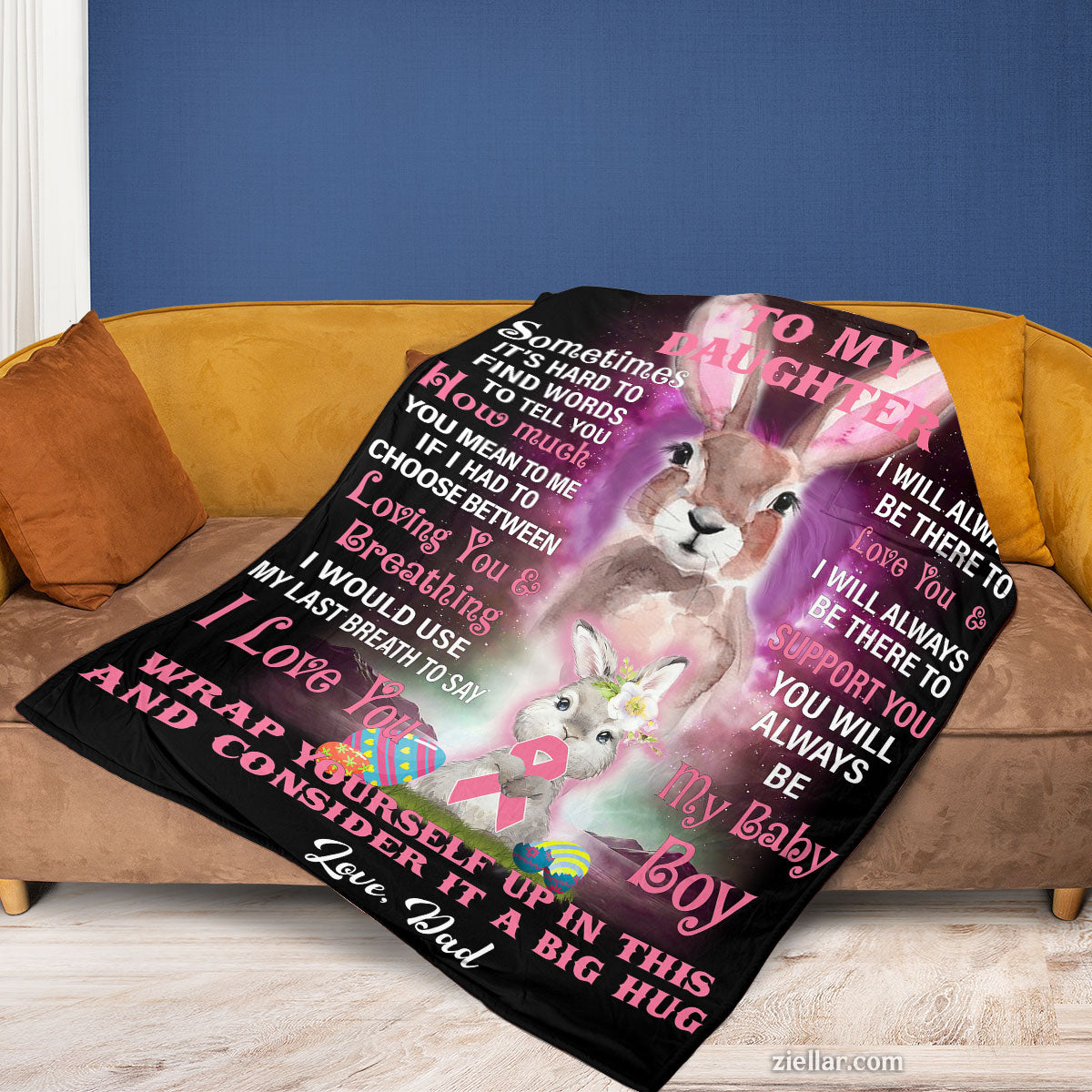 To My Mom Quilt Blanket, Fleece Blanket Gift from Daughter with Pink Galaxy Theme, Custome Name
