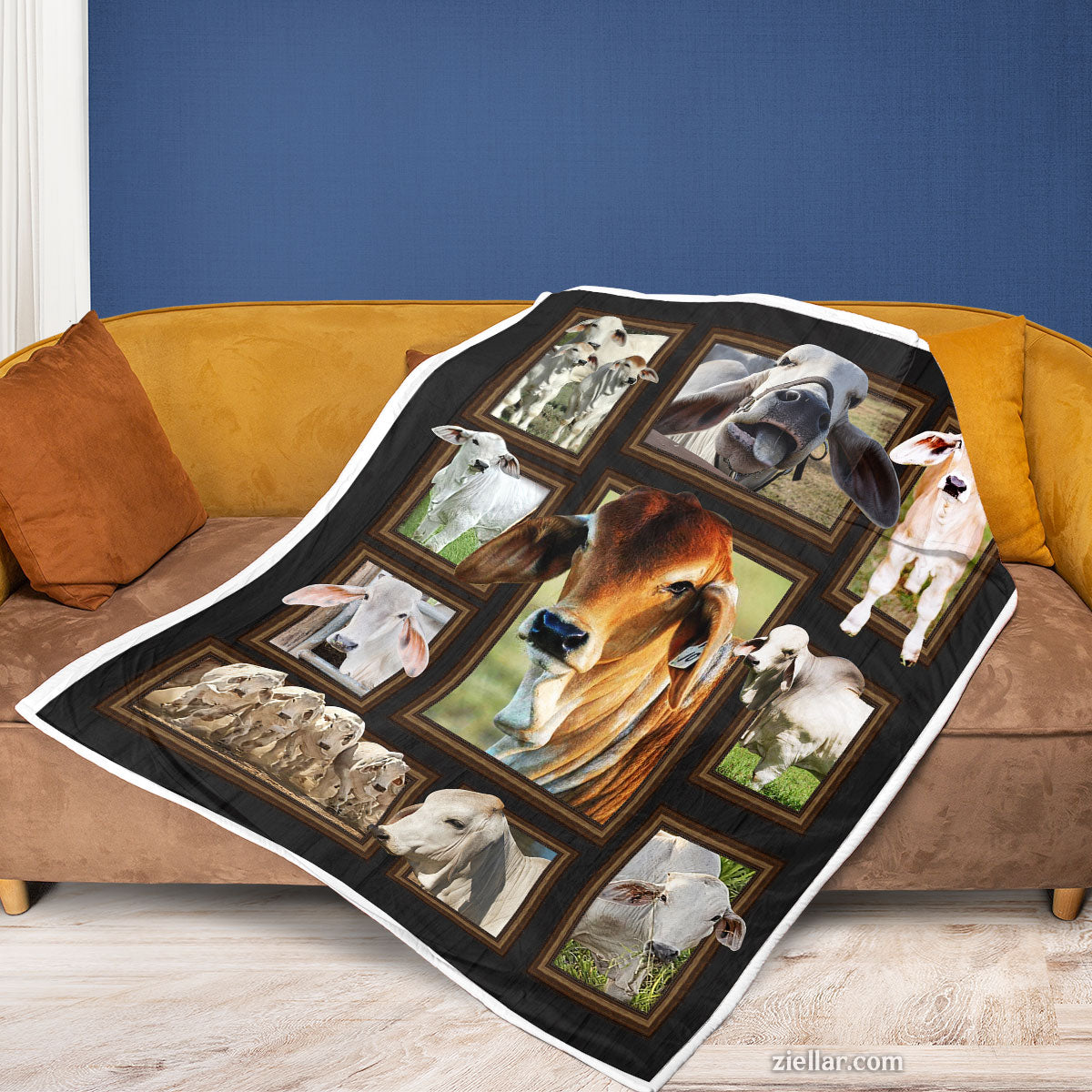 Cow Farm Quilt Blanket, Fleece Blanket with Brown Cows and Rustic Barn Vibes, Country Animal Theme