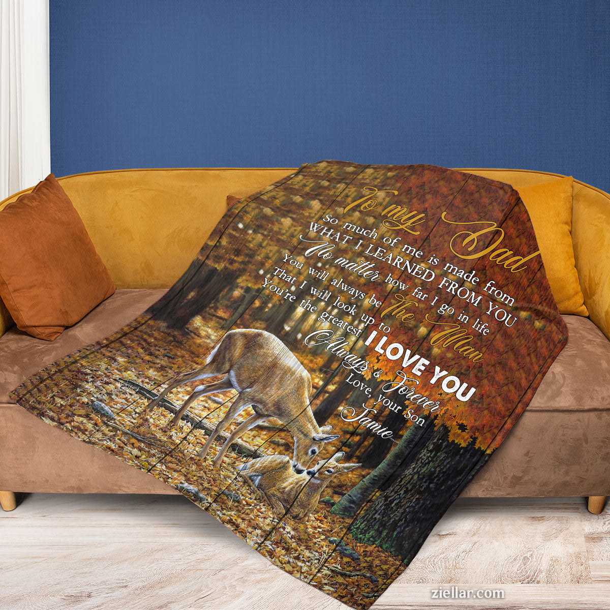 To My Dad Quilt Blanket, Fleece Blanket Gift from Daughter or Son, Personalized Message