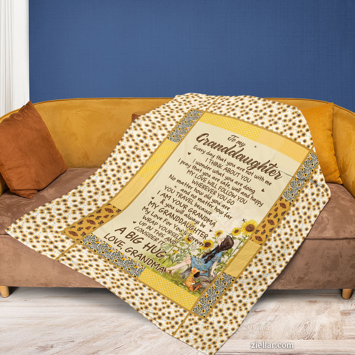 To My Granddaughter Quilt Blanket, Fleece Blanket Gift from Grandma, Custome Name Option