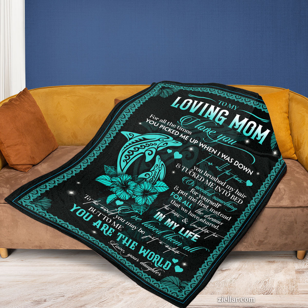 To My Loving Mom Quilt Blanket, Fleece Blanket Gift from Son or Daughter, Personalized