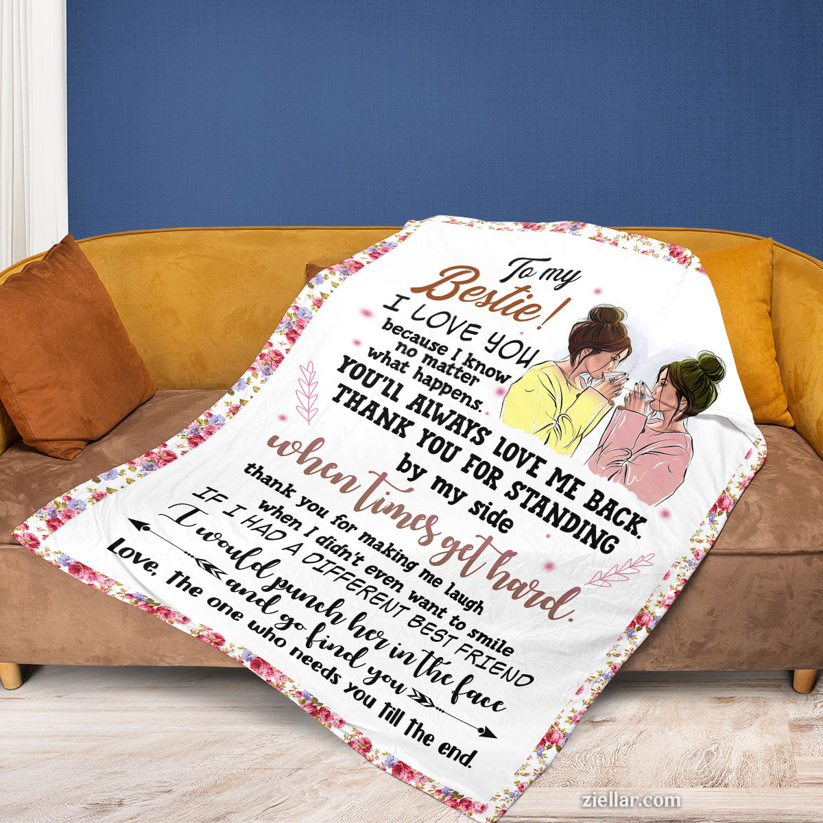 To My Bestie Quilt Blanket, Fleece Blanket Gift for Best Friend, Custome Name Option