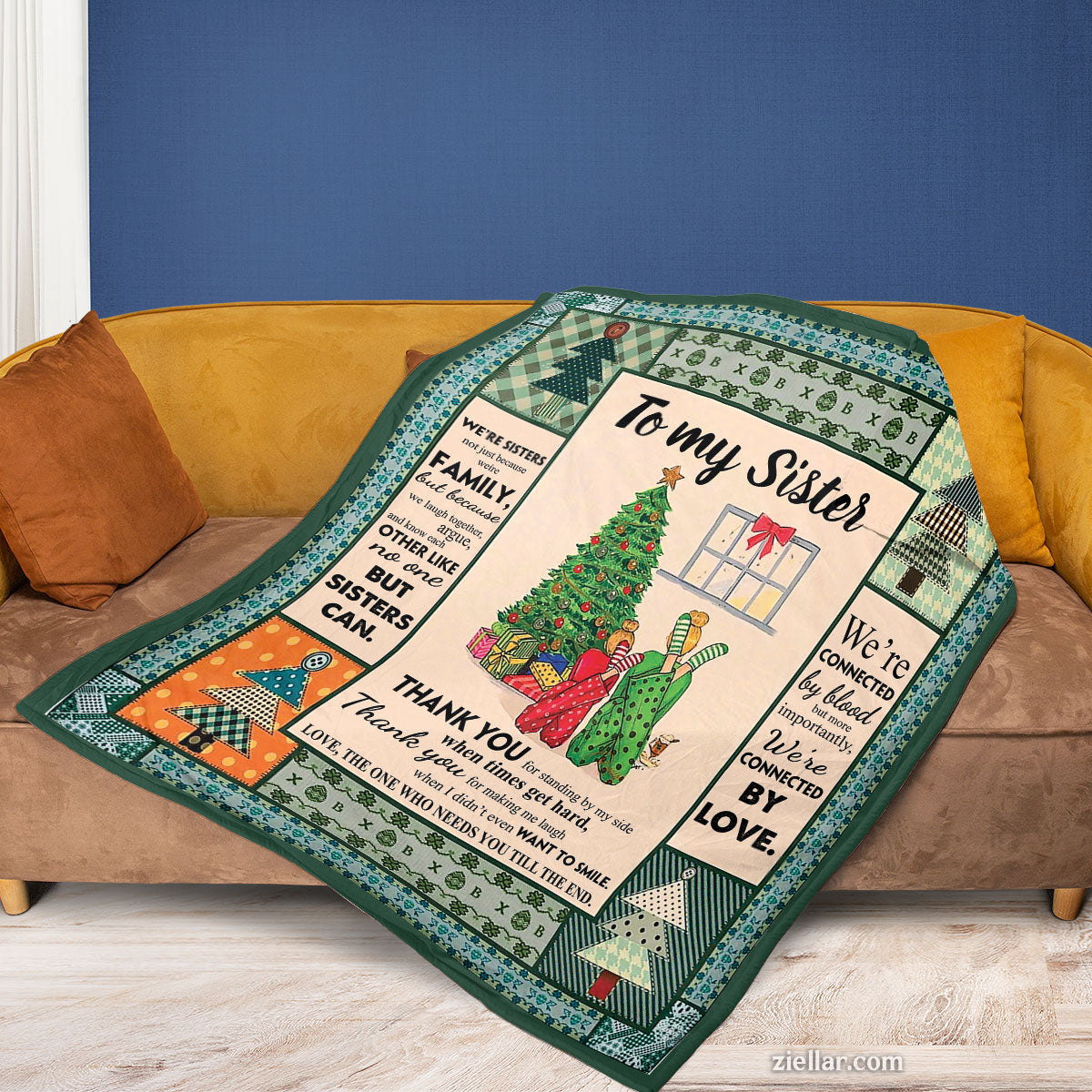 To My Sister Quilt Blanket, Fleece Blanket Christmas Theme Personalized Custome Name Gift
