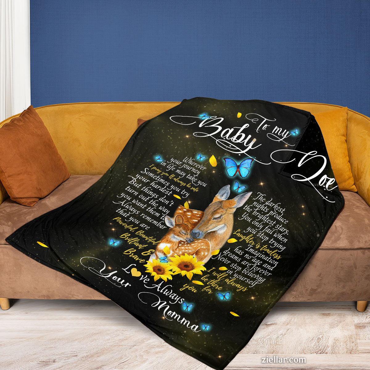 To My Baby Dog Quilt Blanket, Fleece Blanket Personalized Pet Gift from Loving Momma