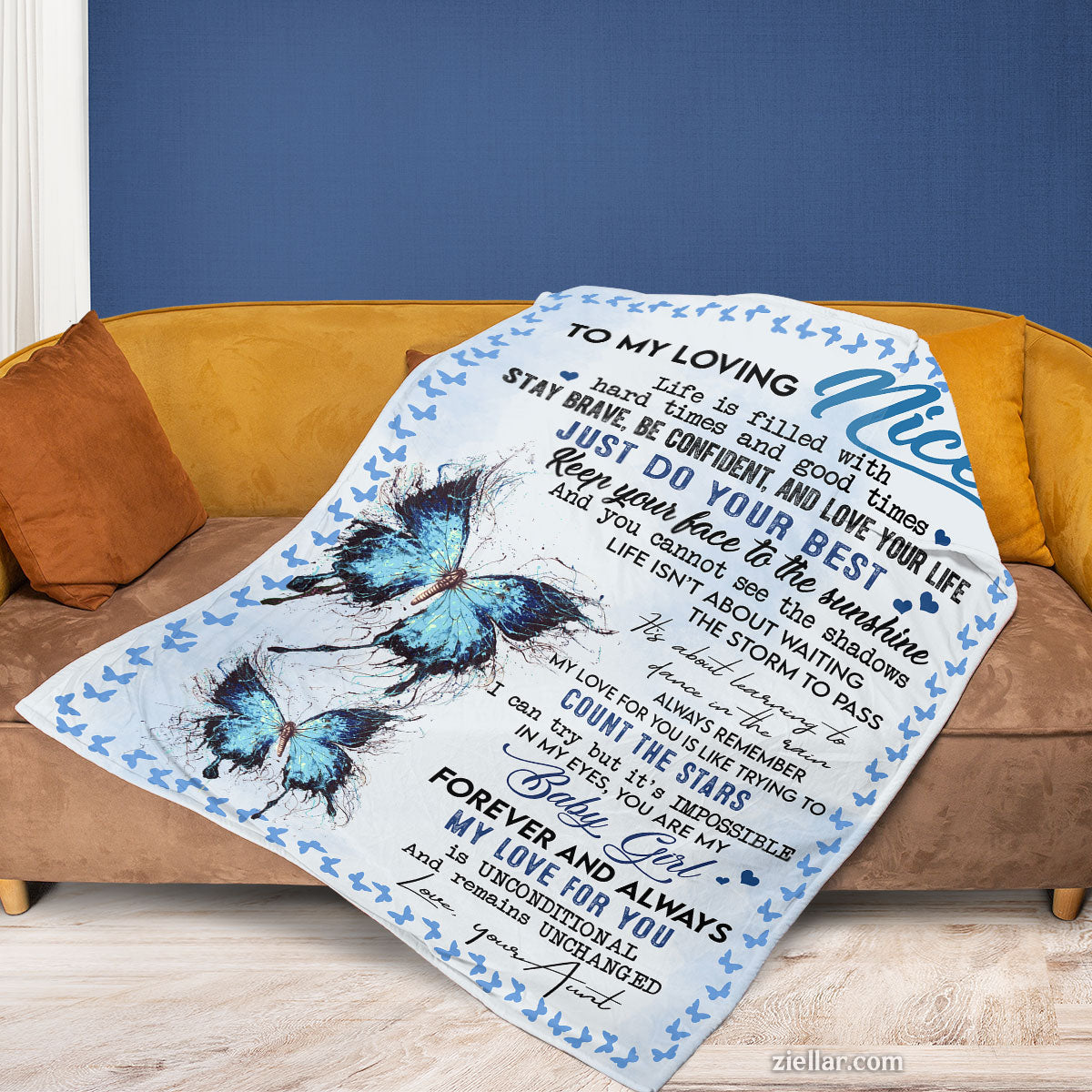 To My Loving Niece Quilt Blanket, Fleece Blanket Gift from Aunt or Uncle, Custome Name Option
