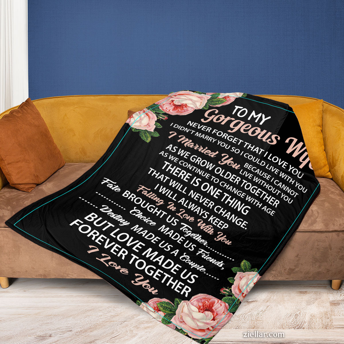 To My Gorgeous Wife Quilt Blanket, Fleece Blanket Romantic Gift from Husband, Personalized