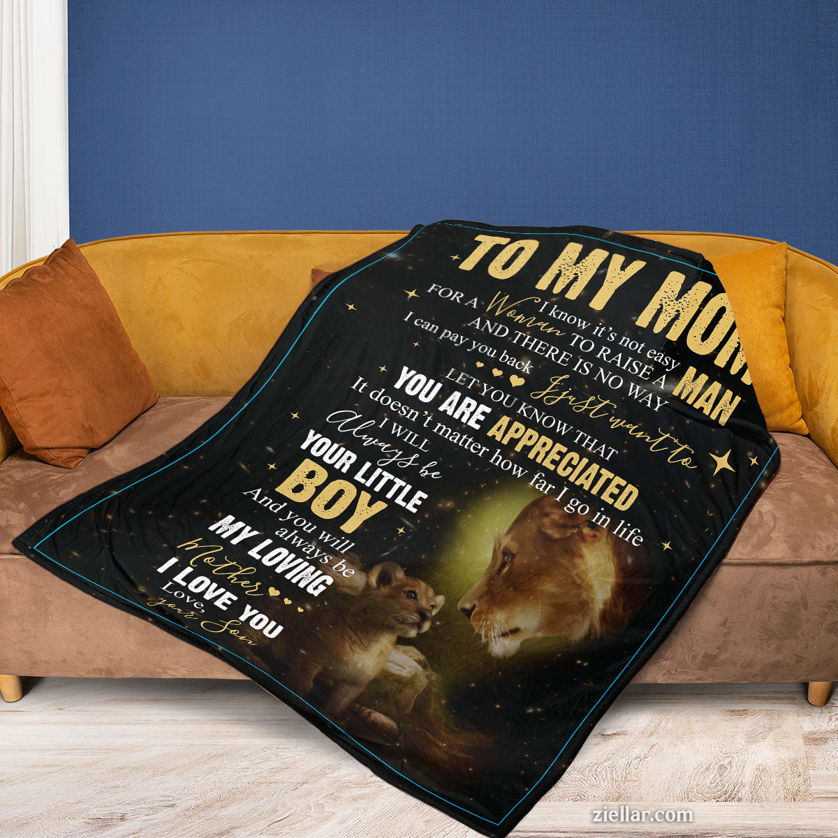 To My Lion Mom Quilt Blanket, Fleece Blanket Gift from Son, Star Theme Design, Custome Name Gift