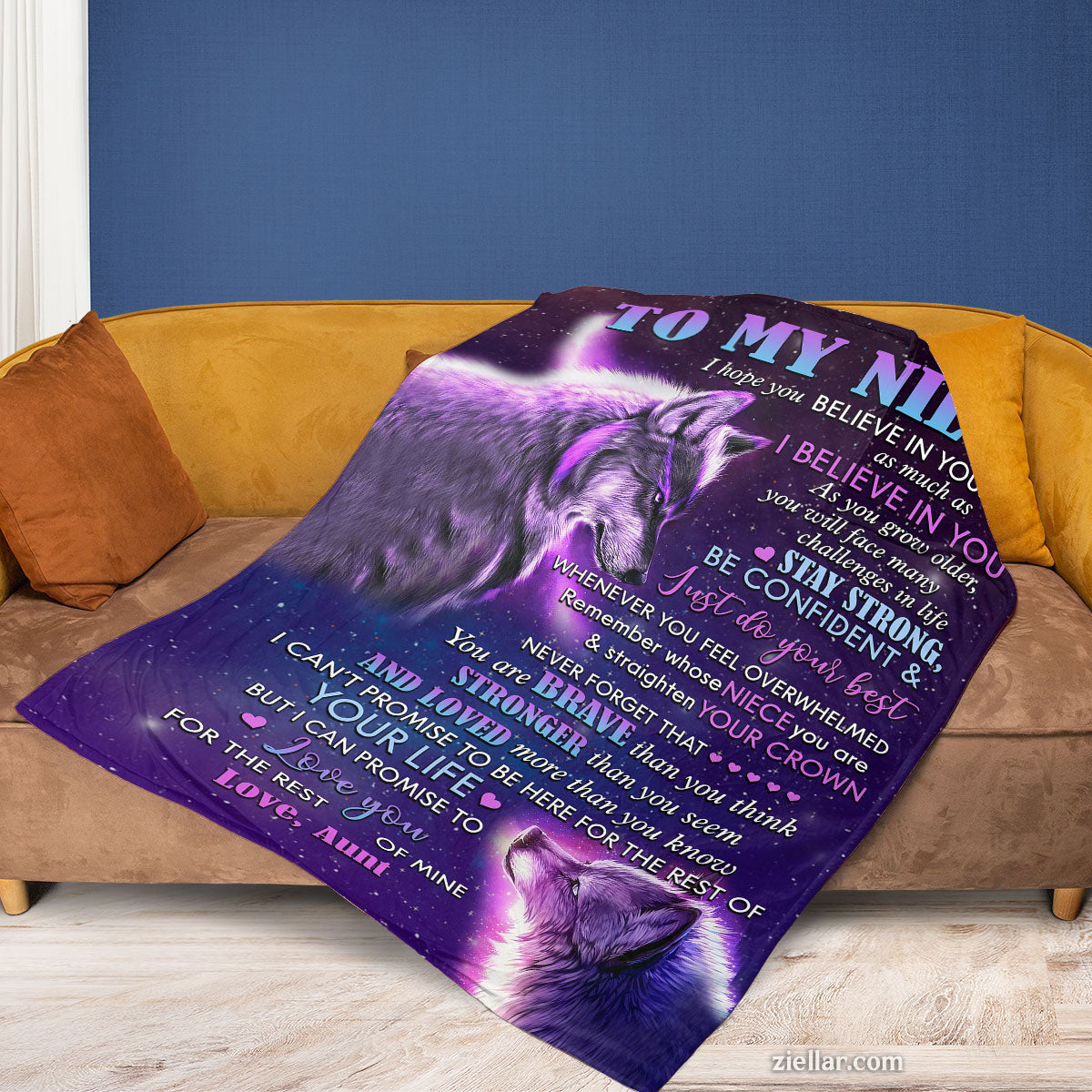 To My Niece Quilt Blanket, Fleece Blanket Purple Galaxy Theme, Motivational Gift, Custome Name