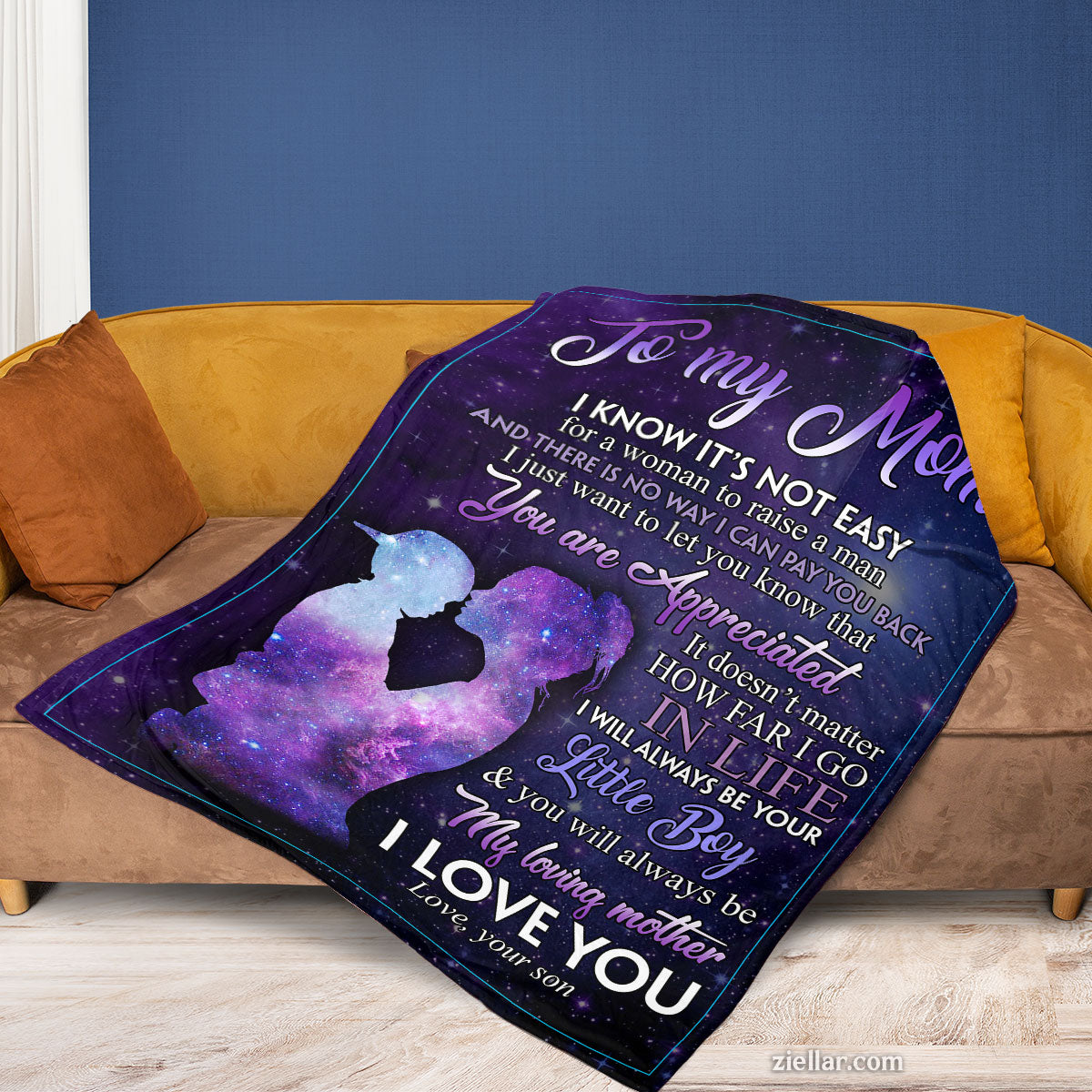 To My Mom Quilt Blanket, Fleece Blanket Galaxy Hands Gift from Son, Personalized Custome Name