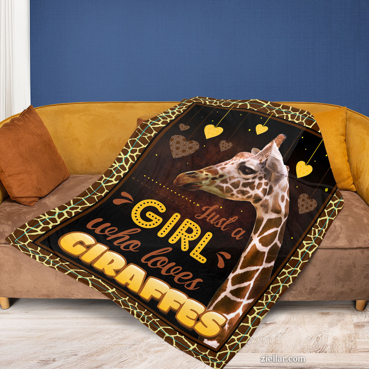 Just a Girl Who Loves Giraffes Quilt Blanket, Fleece Blanket Cute Animal Gift for Girls