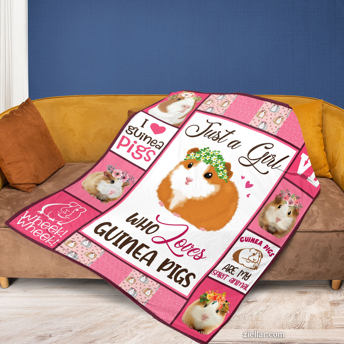 Just a Girl Who Loves Guinea Pigs Quilt Blanket, Fleece Blanket Cute Rodent Lover Gift