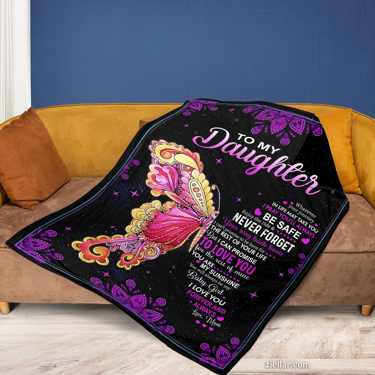 In My Guardian's Arms Quilt Blanket, Fleece Blanket Wolf Protection Theme, Custome Name