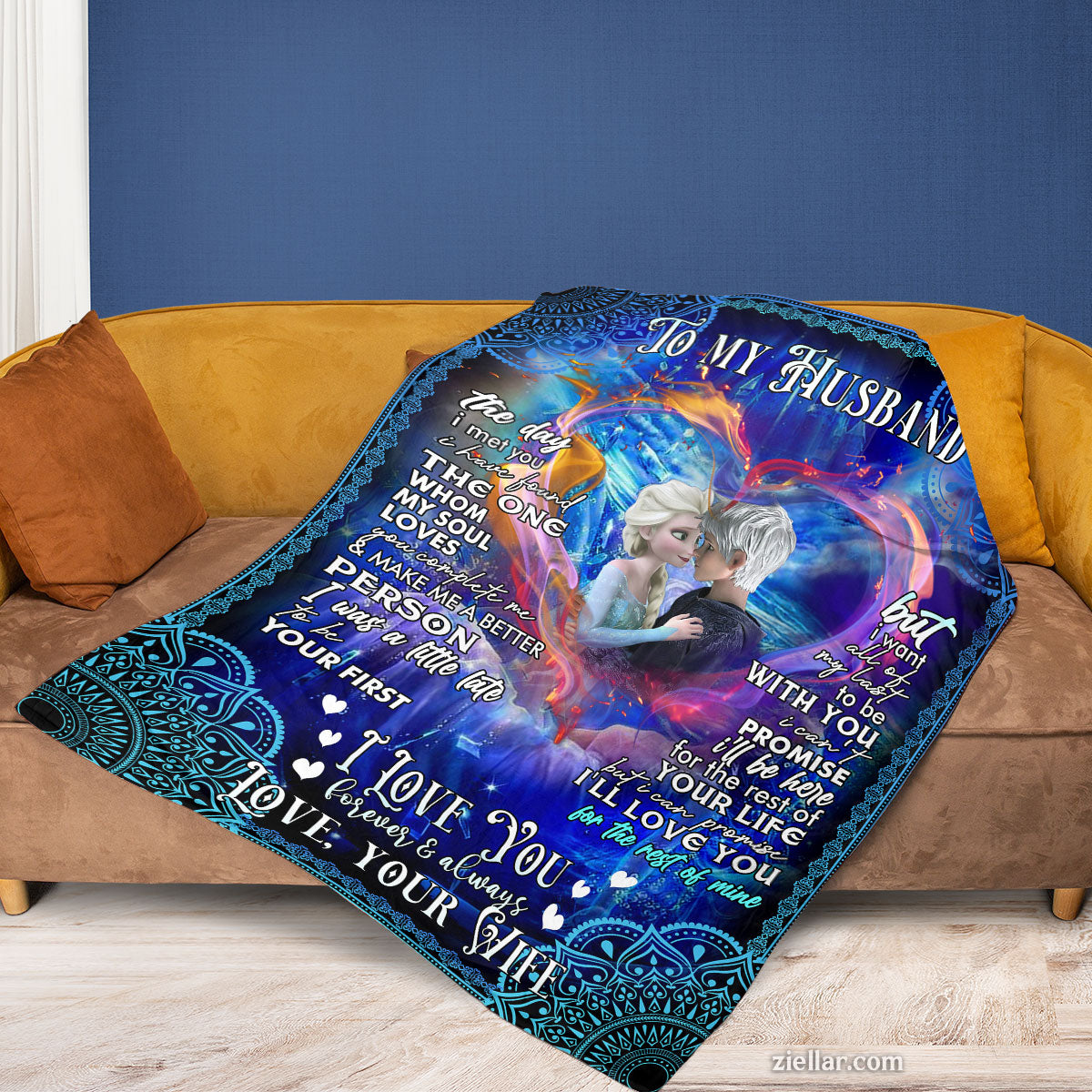 To My Husband Quilt Blanket, Fleece Blanket Colorful Celtic Love Art, Custome Name Gift
