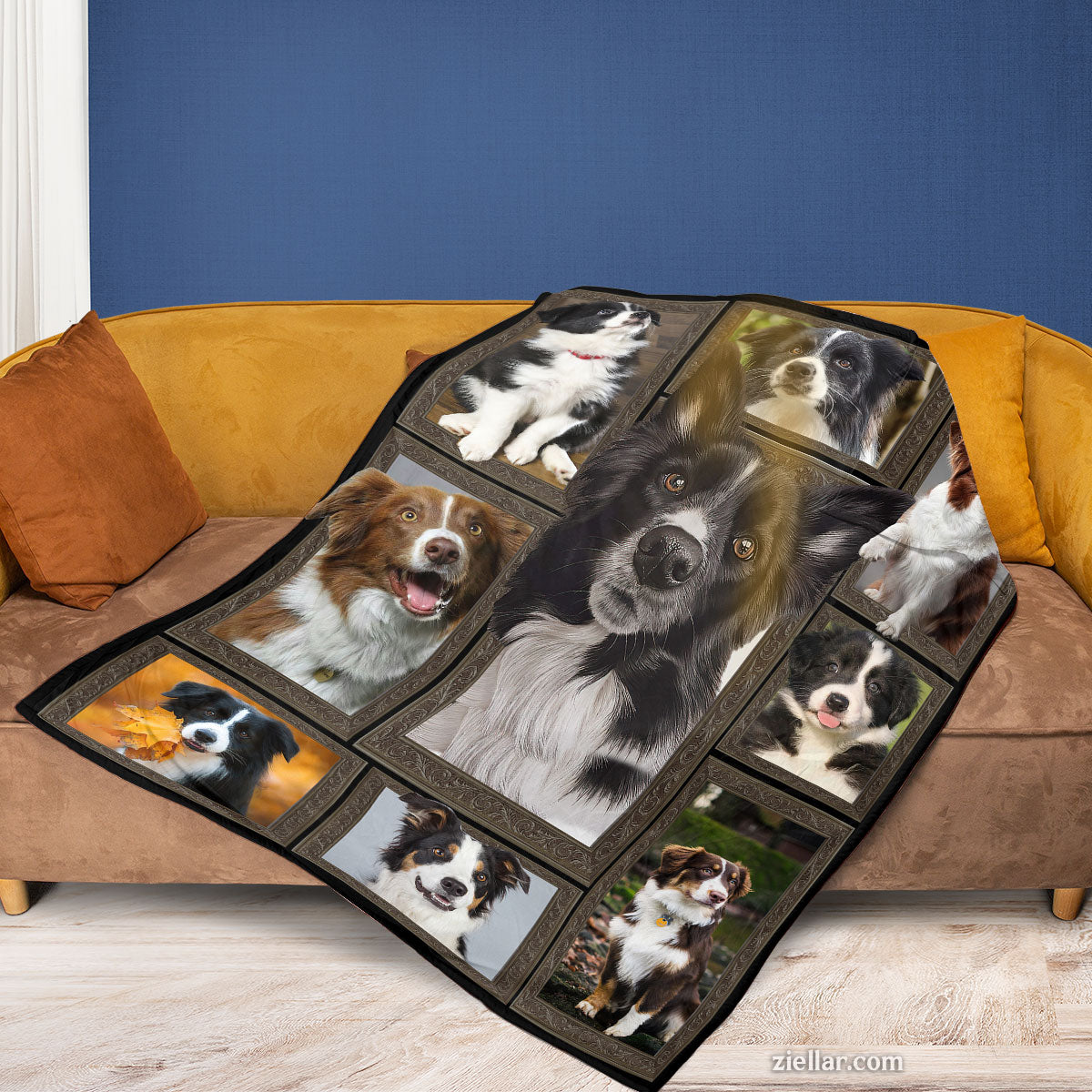 Dog Collage Quilt Blanket, Fleece Blanket Featuring Cute Puppy Faces for Dog Lovers Gift