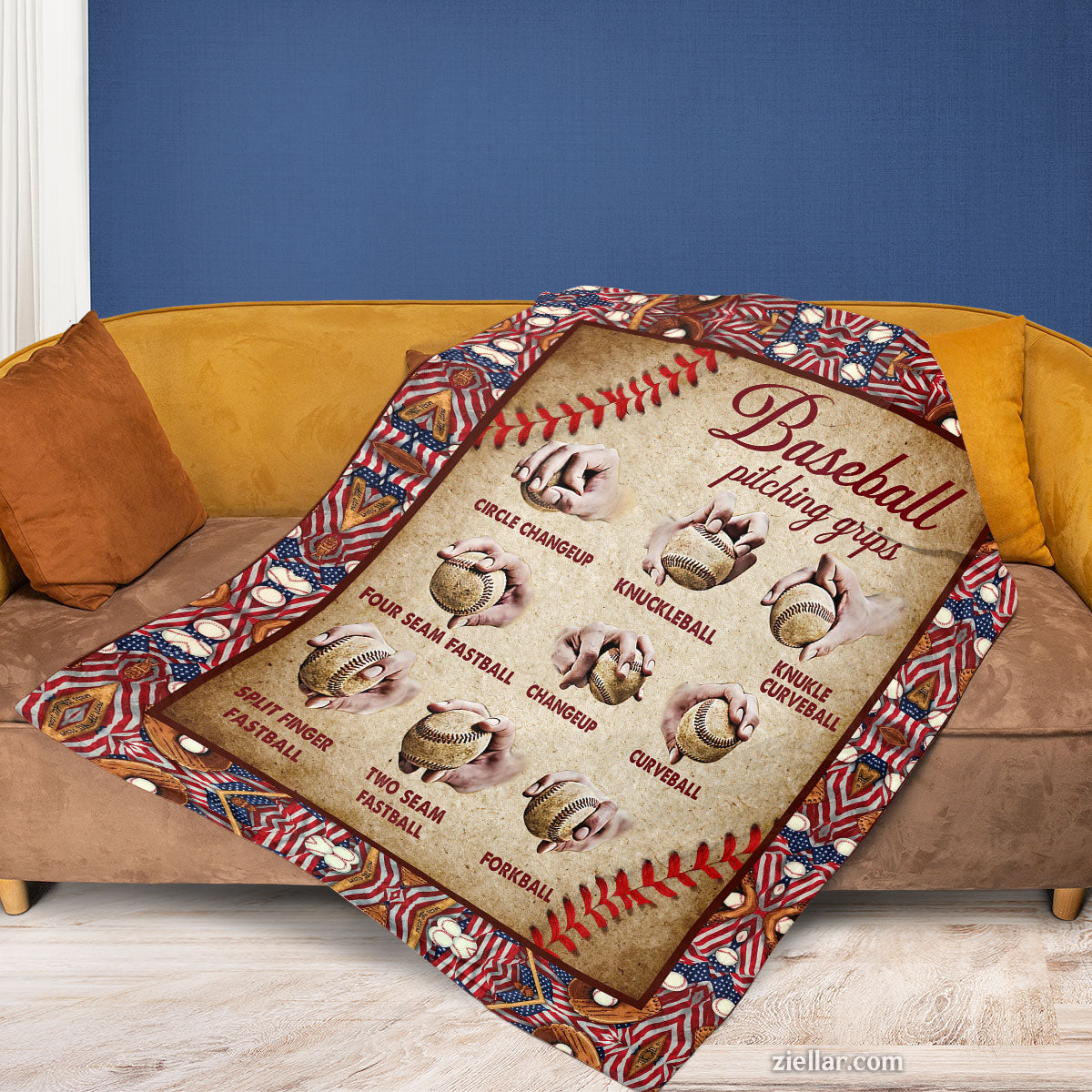 Baseball Pitch Types Quilt Blanket, Fleece Blanket Sports Fan Gift for Boys or Coaches