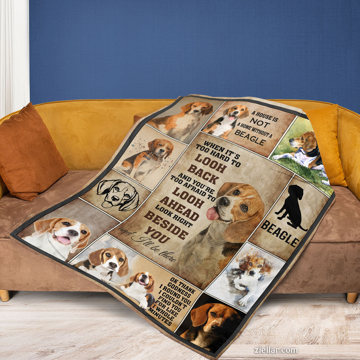 Beagle Dog Quilt Blanket, Fleece Blanket Puppy Collage Gift for Dog Lovers, Custome Name