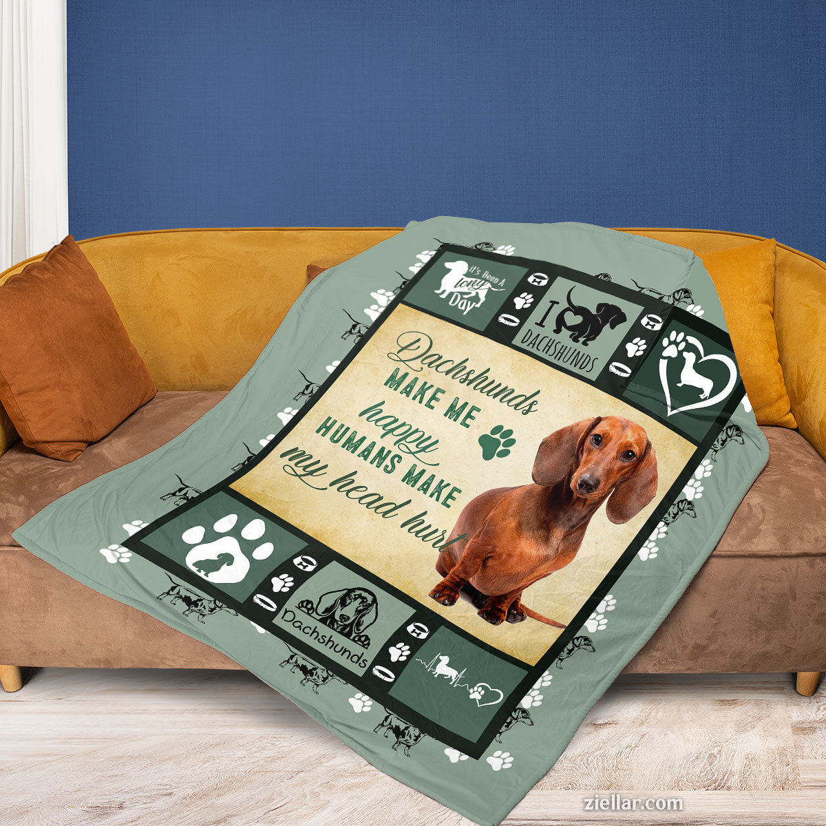 Dachshund Dog Lover Quilt Blanket, Fleece Blanket Pet Gift for Dog Mom, Custome Name