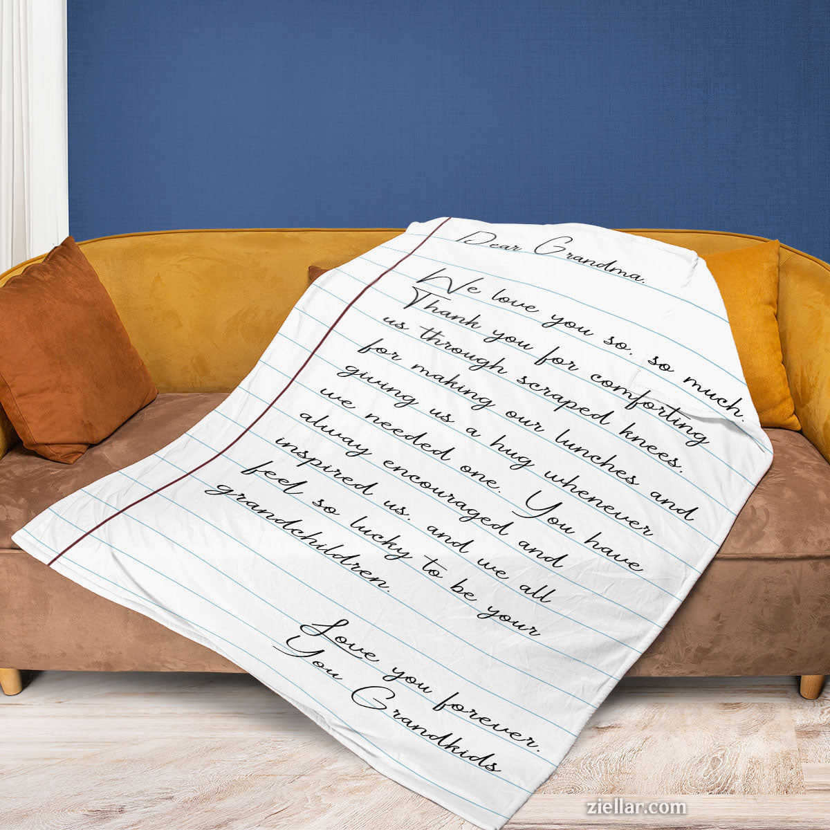 Dear Granddaughter Quilt Blanket, Fleece Blanket Handwritten Letter-Style Gift, Personalized
