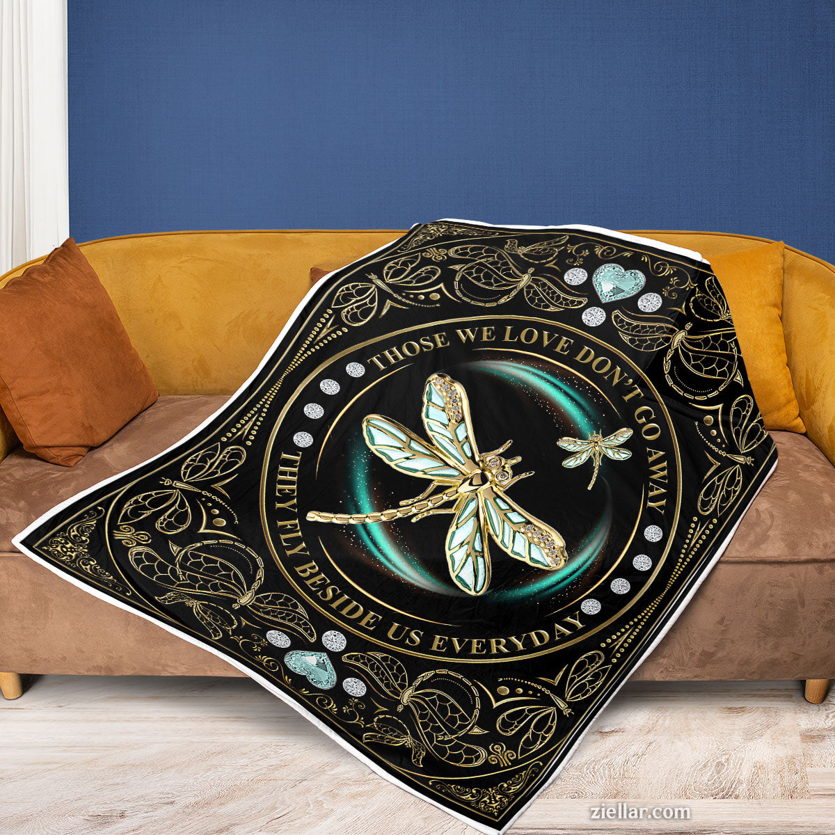 Dragonfly Memorial Quilt Blanket, Fleece Blanket In Memory of Loved Ones