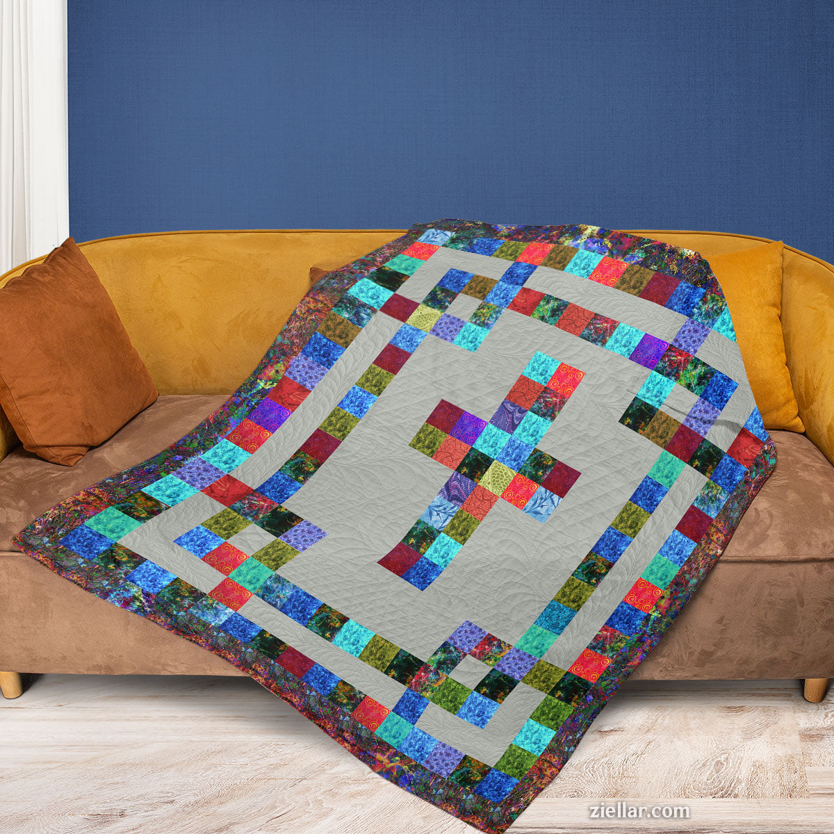 Christian Cross Quilt Blanket, Fleece Blanket Colorful Faith Patchwork Gift for Church