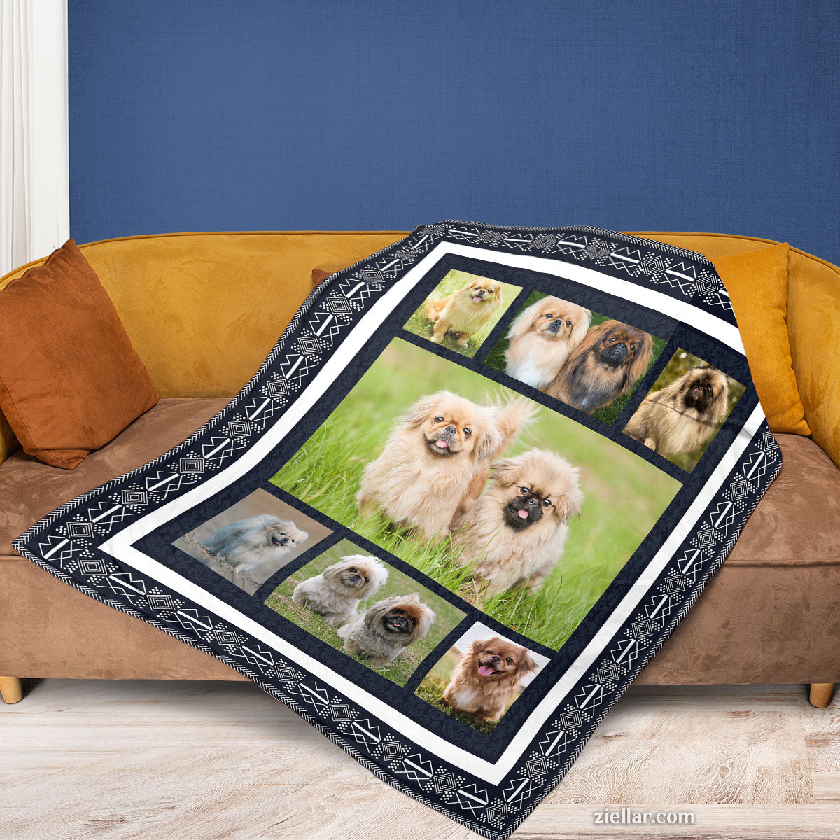 Pekingese Dog Quilt Blanket, Fleece Blanket Cute Pet Lover Gift for Dog Mom, Custome Name