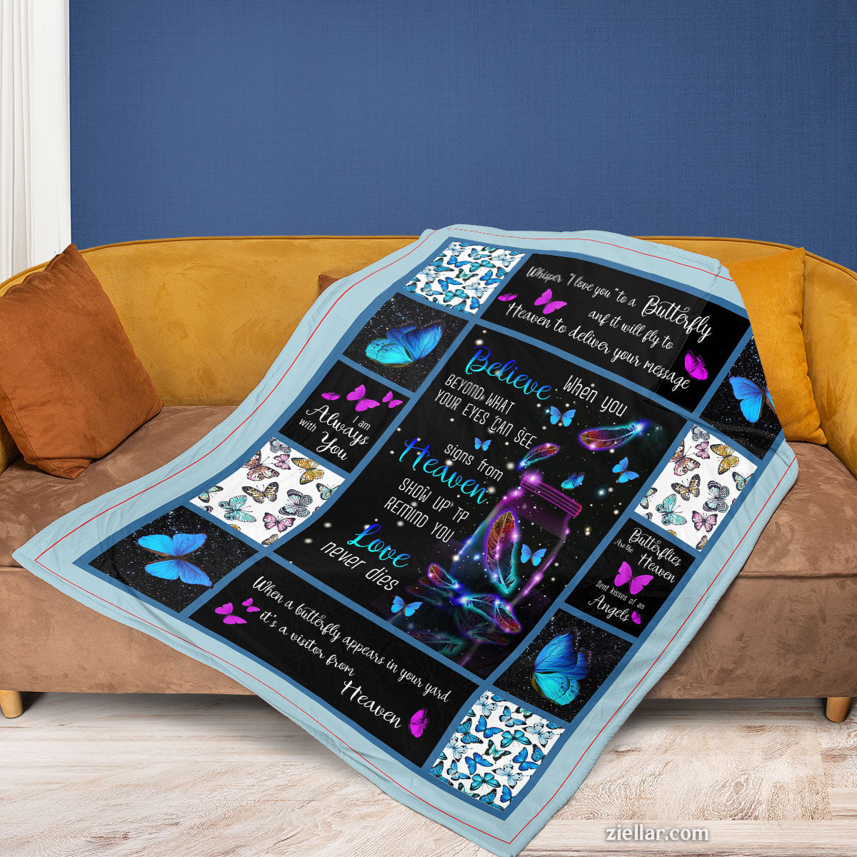 Butterfly Quote Quilt Blanket, Fleece Blanket for Inspiration and Strength, Custome Name