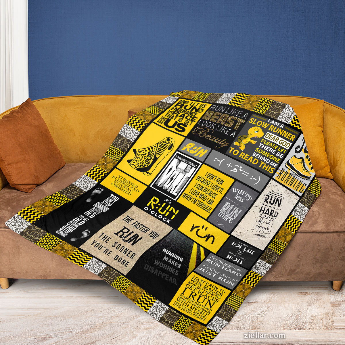 Runner Life Quilt Blanket, Fleece Blanket Gift for Runners, Marathoners, Joggers