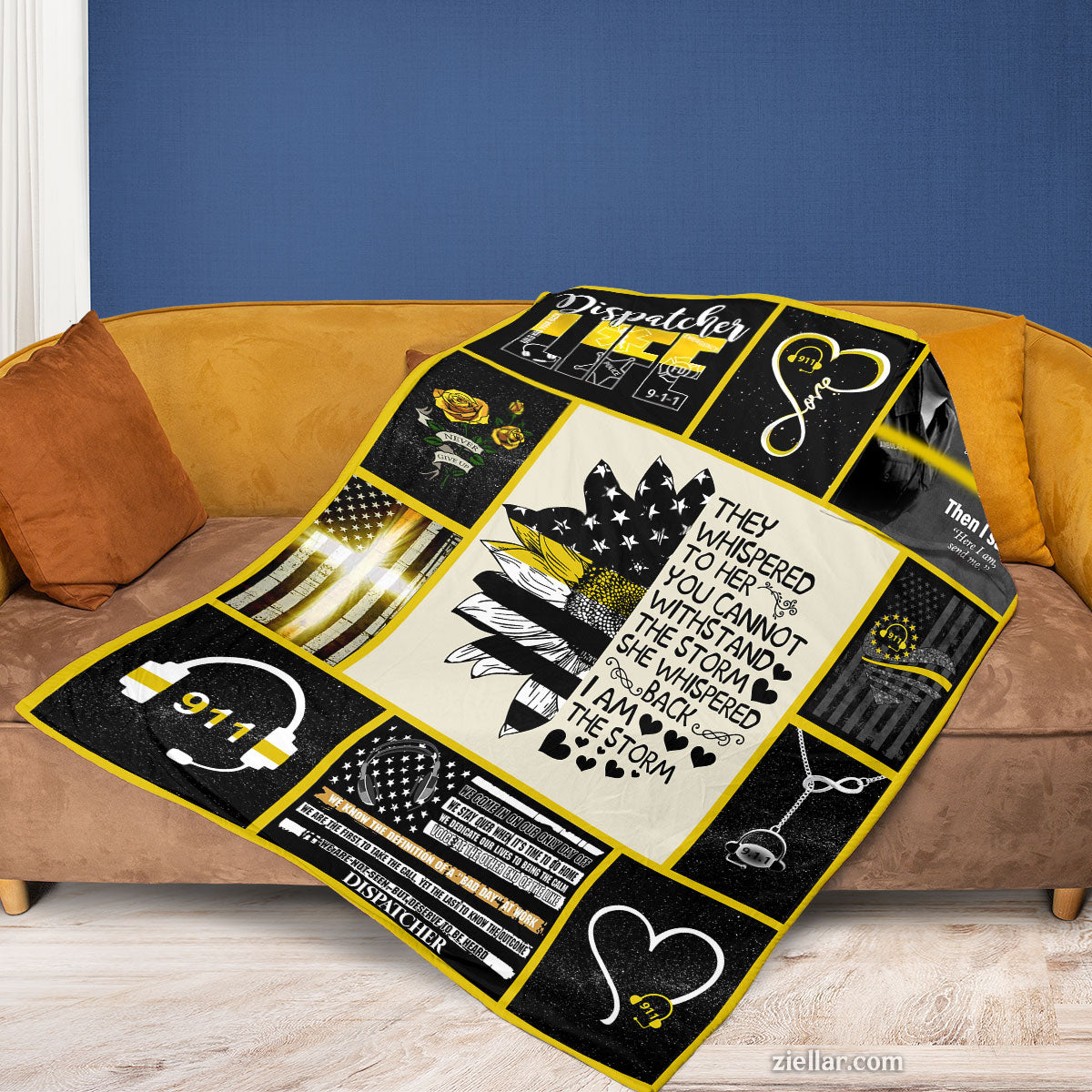 911 Dispatcher Quilt Blanket, Fleece Blanket Emergency Responder Gift, Personalized