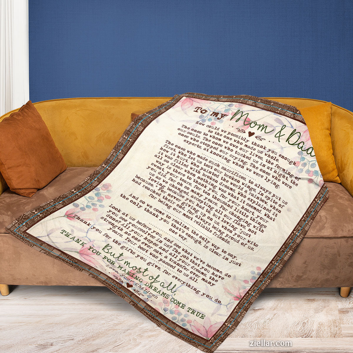 To My Mom and Dad Quilt Blanket, Fleece Blanket Heartfelt Letter from Loving Child