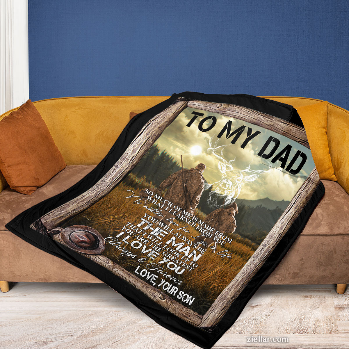 To My Dad Quilt Blanket, Fleece Blanket from Son with Forest Scene and Life Lessons