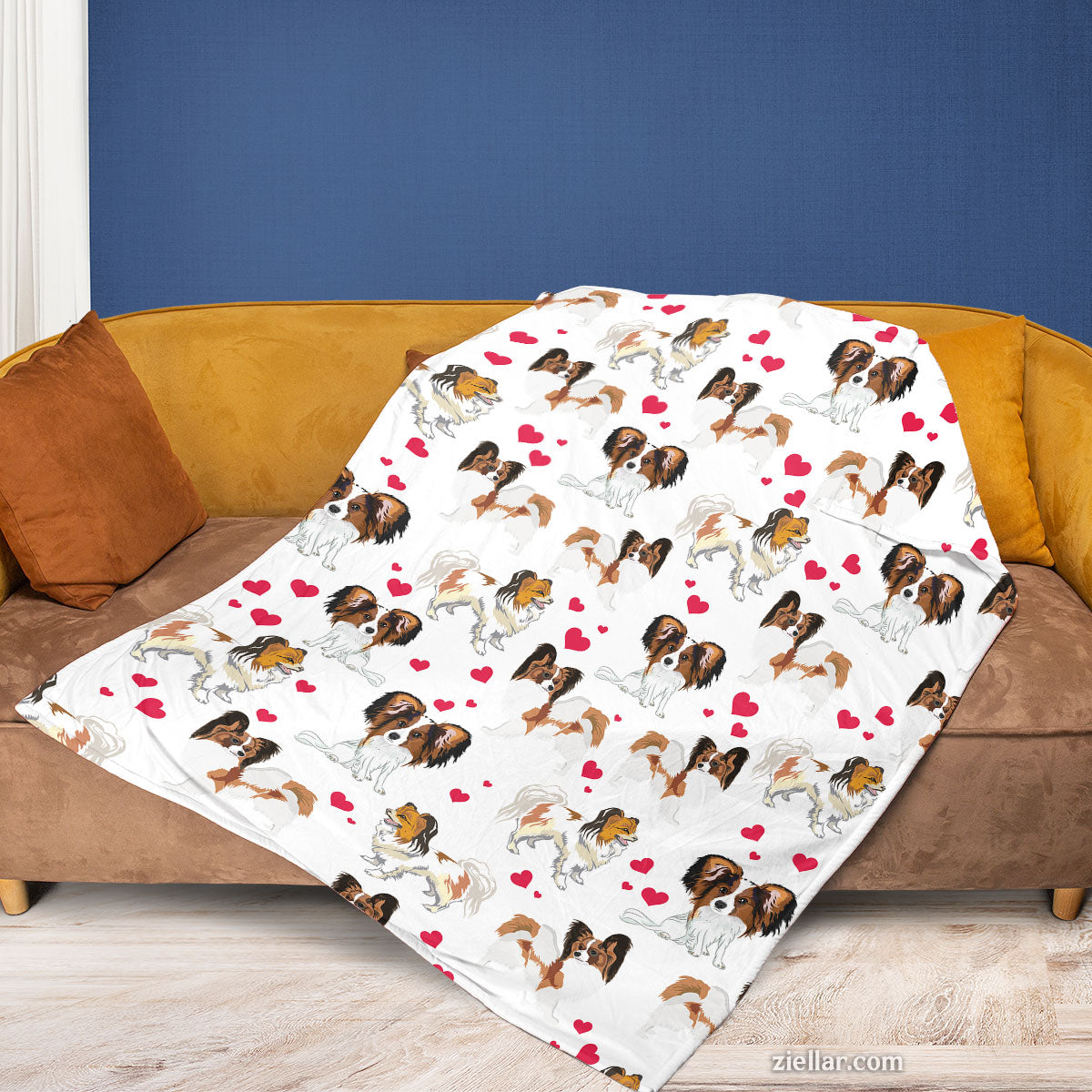 Dog Breed Pattern Quilt Blanket, Fleece Blanket with Cute Puppy Faces and Hearts
