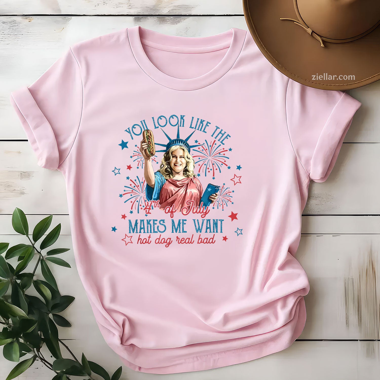 You Look Like 4th Of July Makes Me Want A Hot Dog Real Bad Tee and T-Shirt, Funny Patriotic 4th of July USA Freedom T-Shirt for Adults