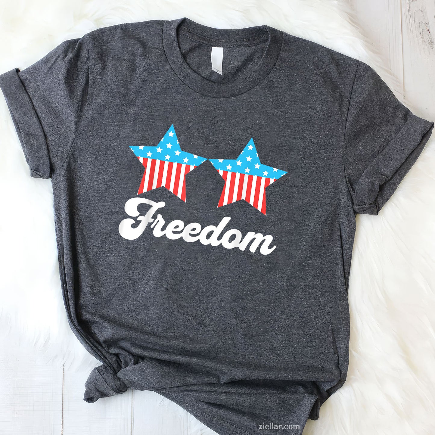 Groovy Freedom 4th of July Matching Couples Tee and T-Shirt, Funny Patriotic 4th of July USA Freedom T-Shirt for Adults