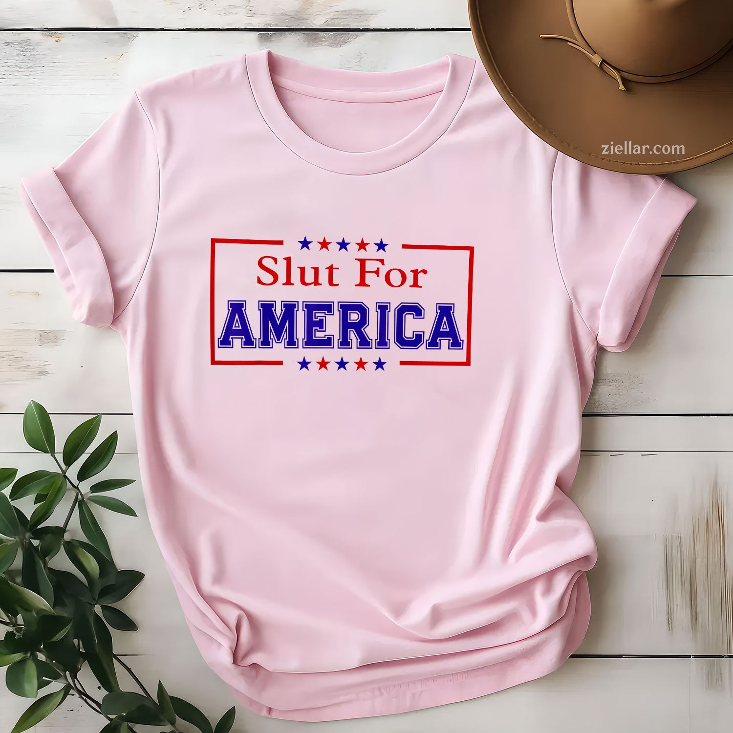 Slut For America 4th Of July Tee and T-Shirt, Funny Patriotic 4th of July USA Freedom T-Shirt for Adults