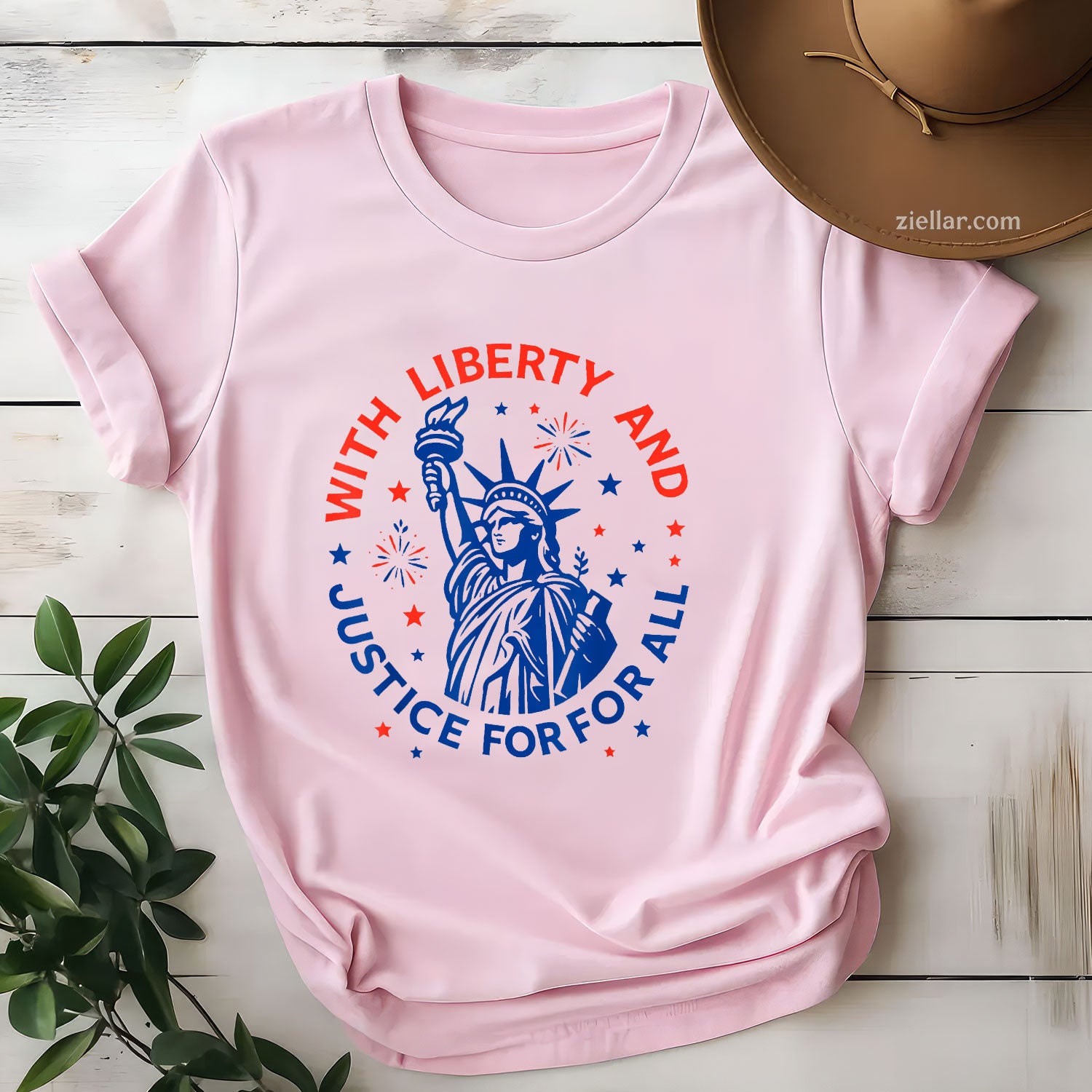With Liberty And Justice For All Tee and T-Shirt, With Liberty and Justice for All Patriotic USA T-Shirt
