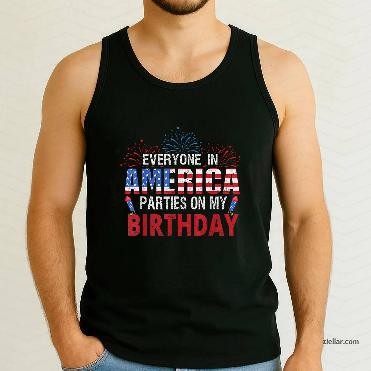 Gifts Funny Bday Born on 4th of July Tank Top Shirt, Patriotic USA Independence Day Gift