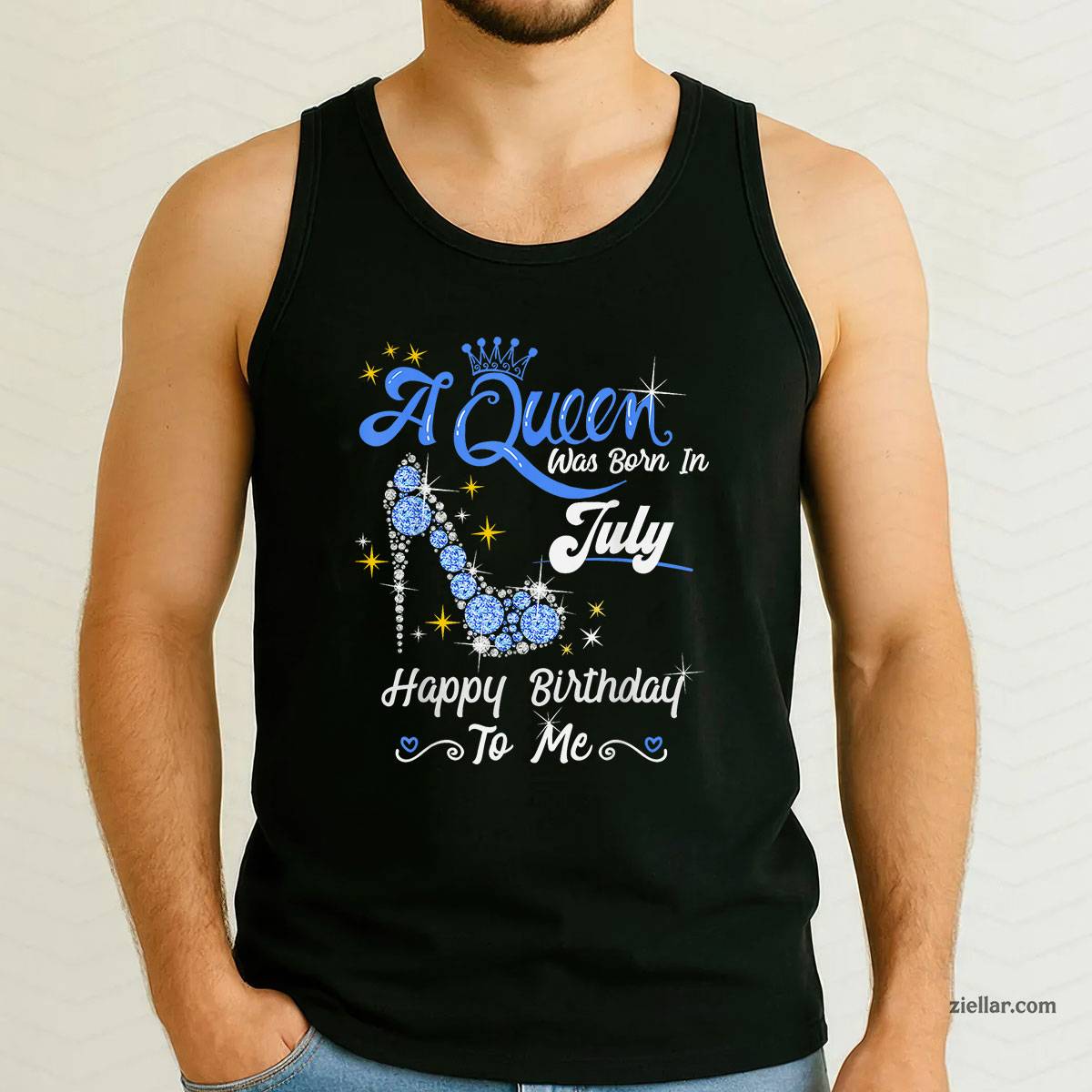 A Queen was Born in July Happy Birthday To Me High Heel Tank Top Shirt