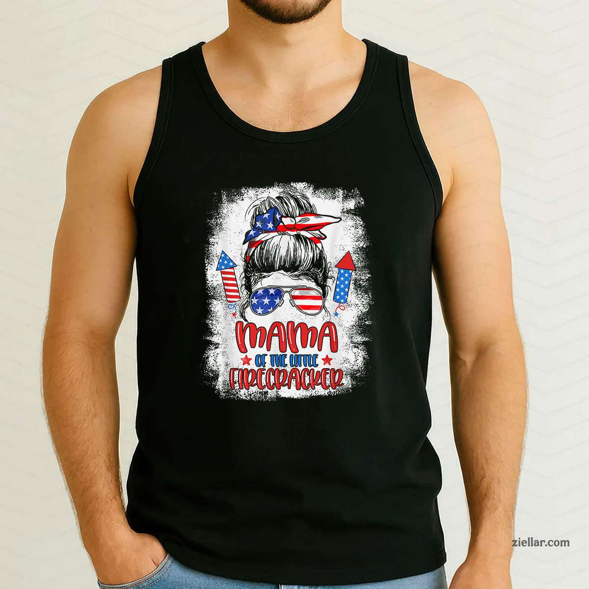 Mama Of The Little Firecracker 4th of July Birthday For Mom Tank Top Shirt