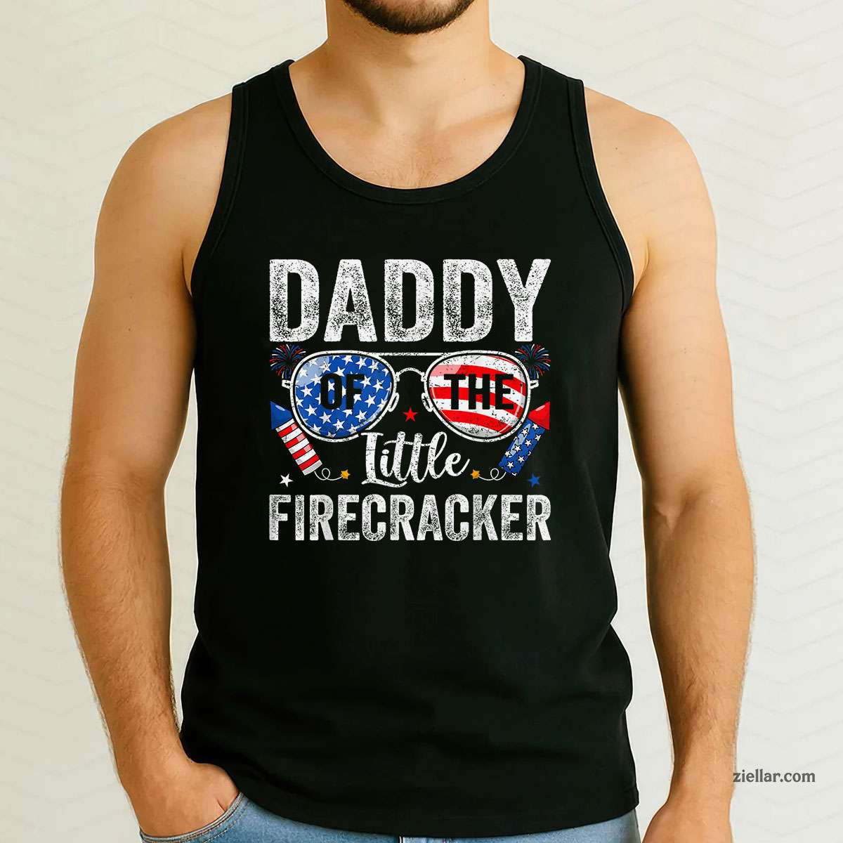 4th of July Birthday Dad Daddy Of The Little Firecracker Tank Top Shirt