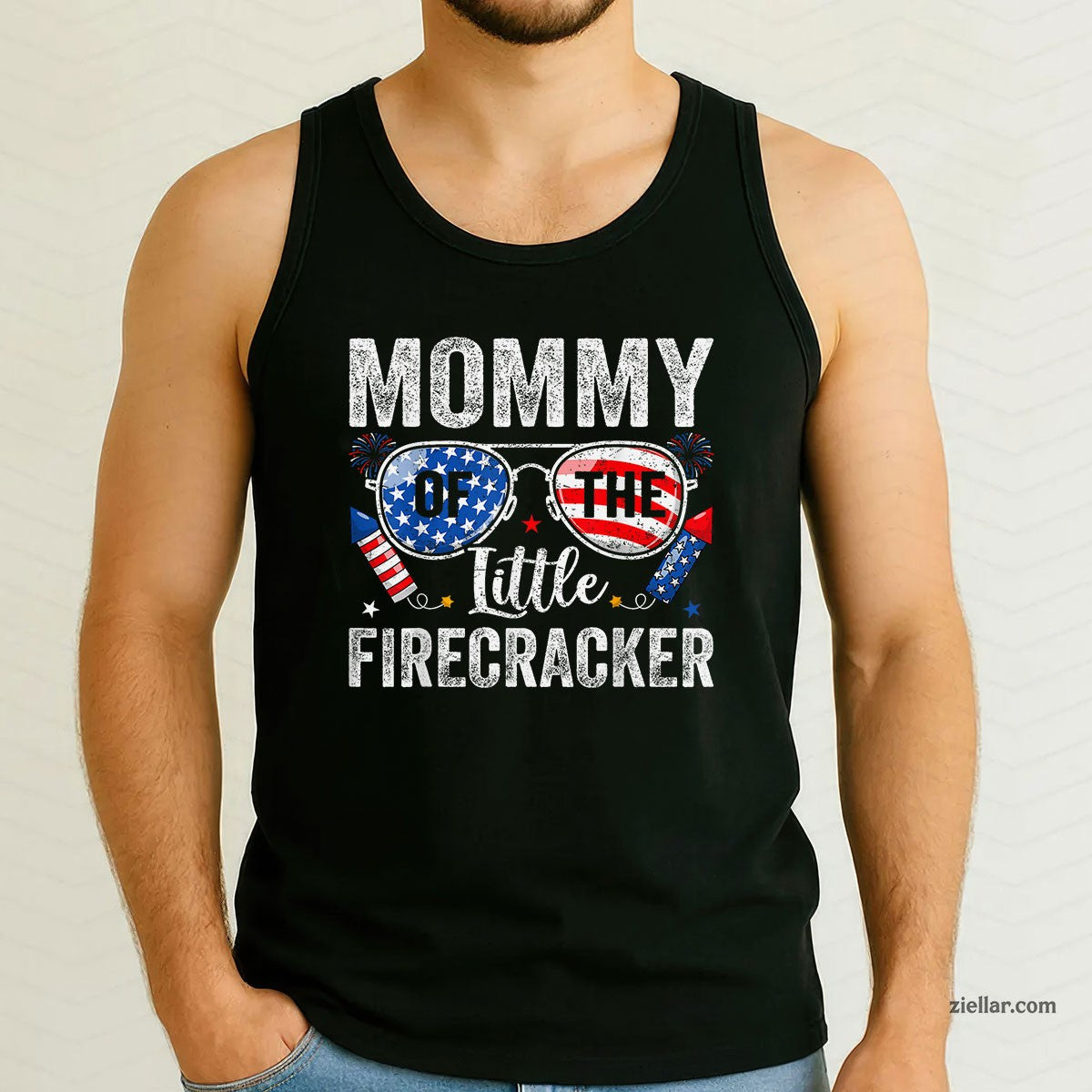 4th of July Birthday Mom Mommy Of The Little Firecracker Tank Top Shirt