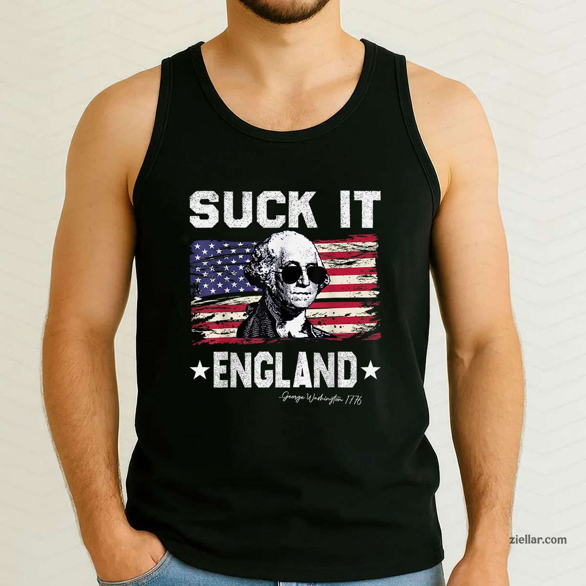 Suck It England Funny 4th of July George Washington 1776 Tank Top Shirt Tee for Men Women Unisex