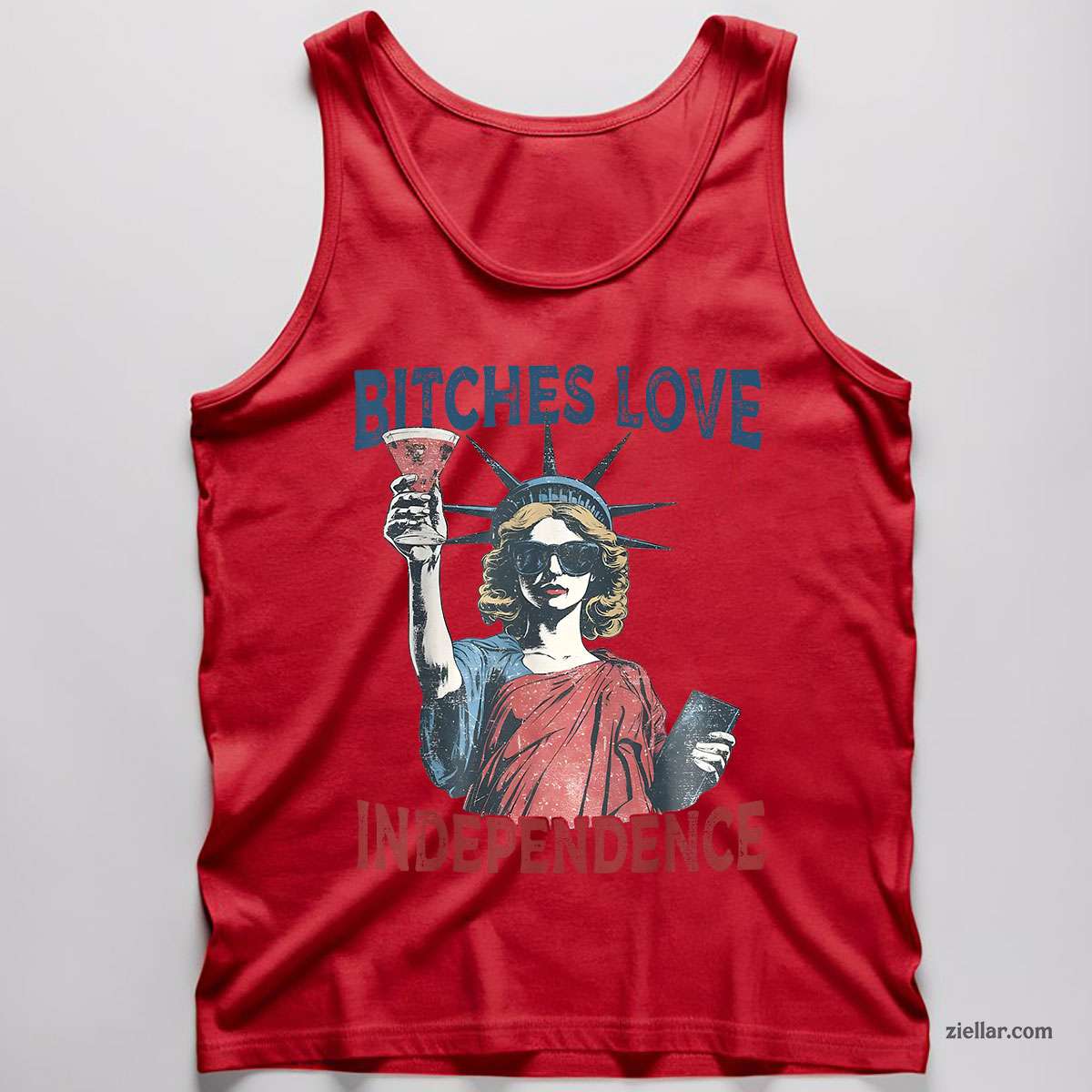 Retro Bitches Love Independence Funny 4th Of July Tank Top Shirt Tee for Men Women Unisex
