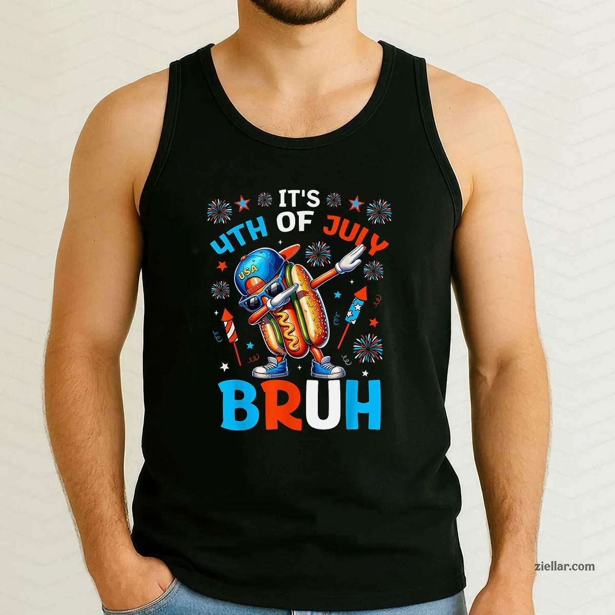 Bruh 4th Of July Hotdog Funny Fourth of July Tank Top Shirt Tee for Men Women Unisex