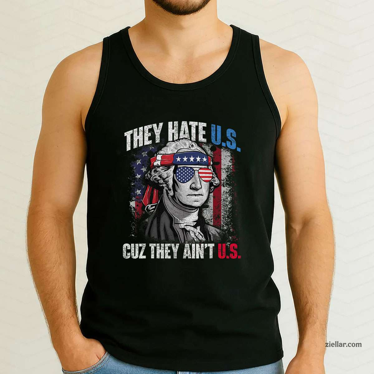 They Hate Us Cuz They Ain't Us USA American Flag 4th of July Tank Top Shirt Tee for Men Women Unisex