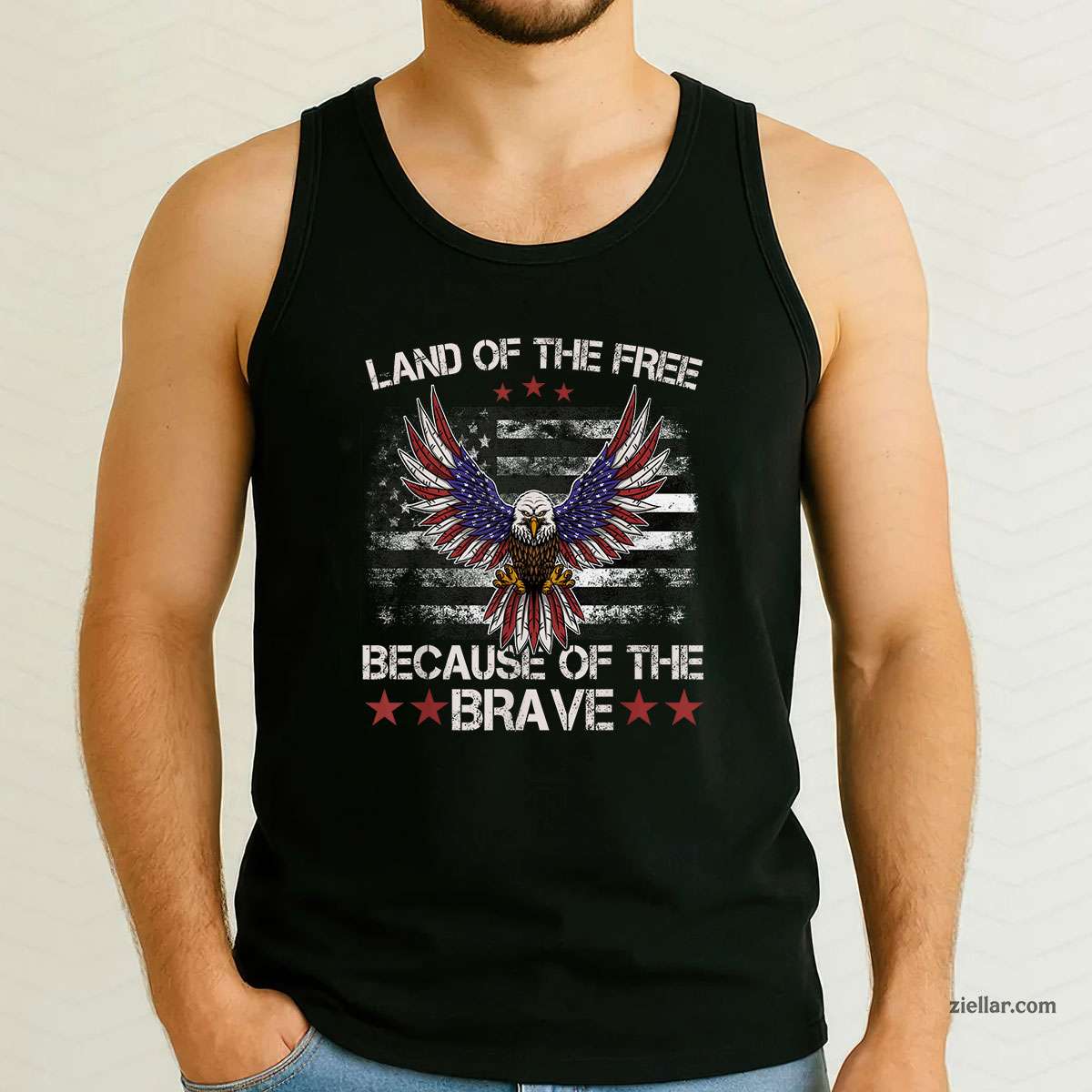 America Eagle _ Land of the Free Because of the Brave Tank Top Shirt Tee for Men Women Unisex