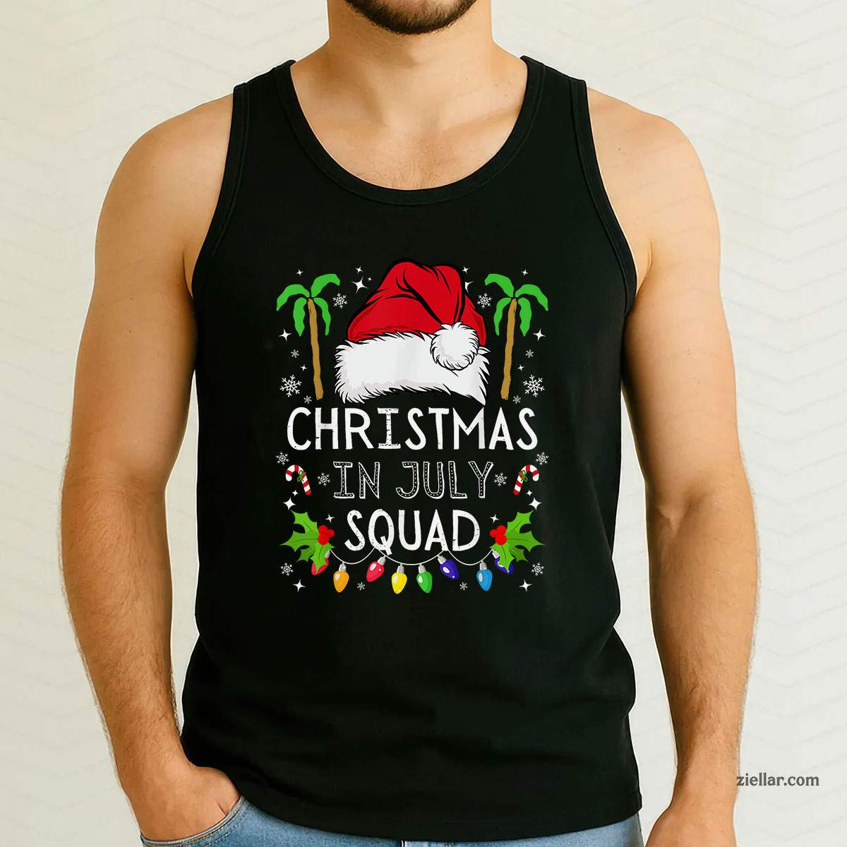 Christmas In July Squad Funny Summer Xmas Men Women Tank Top Shirt Funny Christmas in July Tee and Tank Top Shirt for Men Women Adults Limited Edition