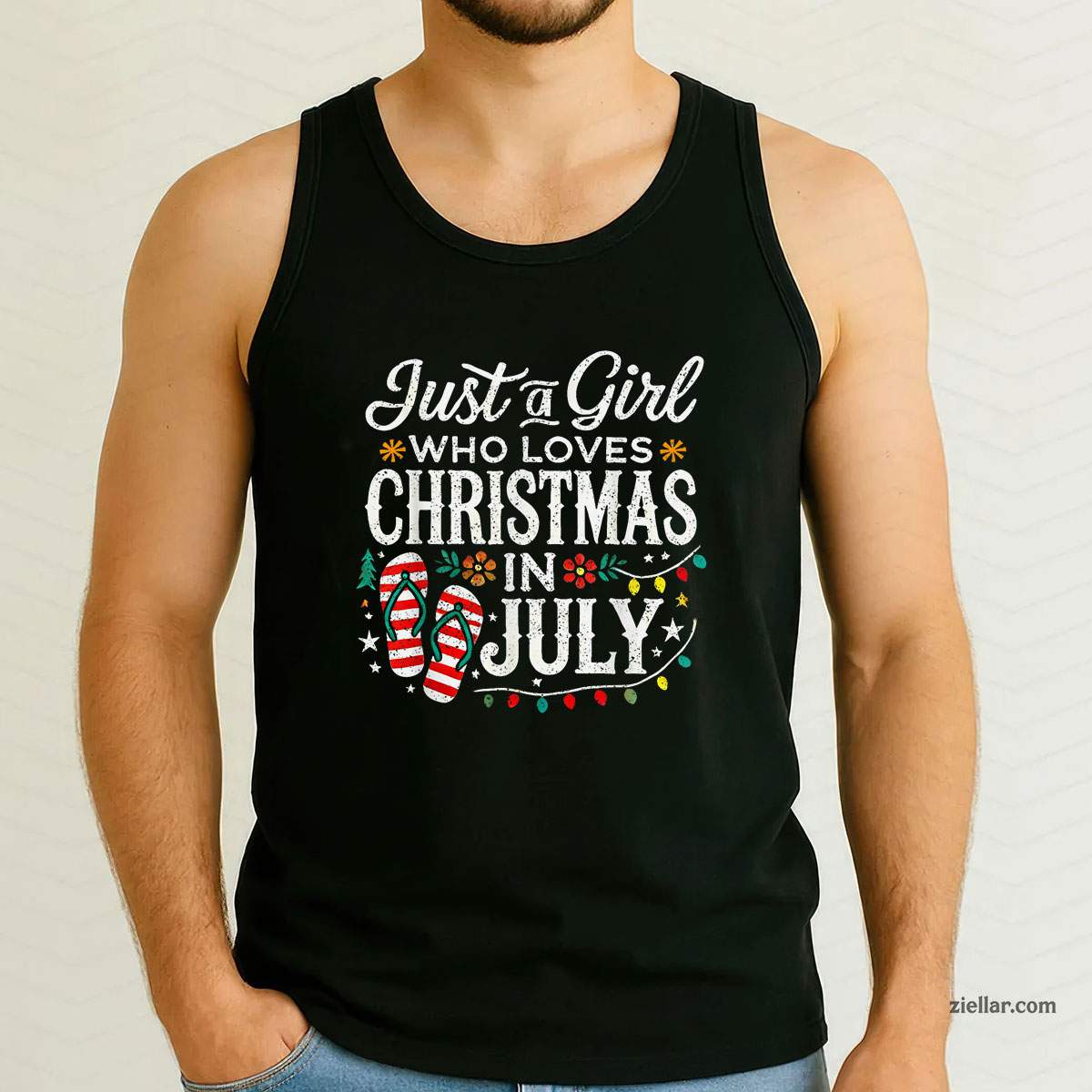 Christmas In July Shirt Funny Summer Beach Vacation Tank Top Shirt Funny Christmas in July Tee and Tank Top Shirt for Men Women Adults