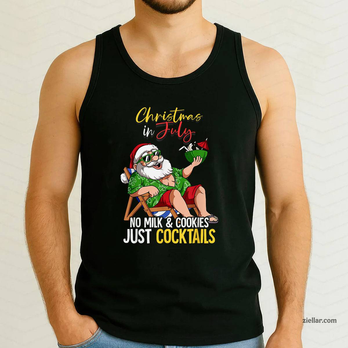 Christmas In July Santa Tank Top Shirt Funny Christmas in July Tee and Tank Top Shirt for Men Women Adults